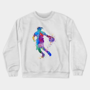 Girl Basketball Player Watercolor Sport Crewneck Sweatshirt